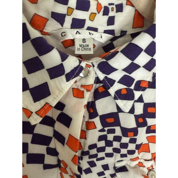 Cabi Multicolor Geometric Print Button Down Blouse - Size S - Picture 4 of 4